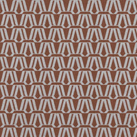 Red / Orange Patterned Linen Curtain Fabric - Elva Terracotta - Natural base fabric.