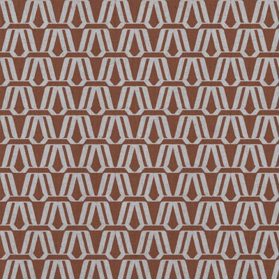 Red / Orange Patterned Linen Curtain Fabric - Elva Terracotta - Natural base fabric.