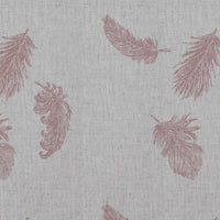Pink Patterned Linen Curtain Fabric - Feathers Dusty Pink - Natural base fabric.