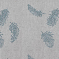 Blue Patterned Linen Curtain Fabric - Feathers Sky - Natural base fabric.