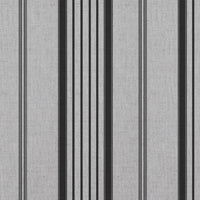 Black Striped Linen Curtain Fabric - Freja Black - Natural base fabric.
