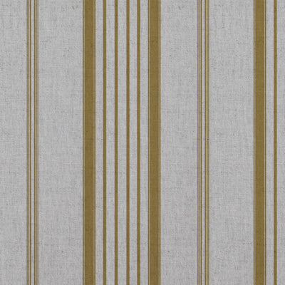 Yellow Striped Linen Curtain Fabric - Freja Gold Rod - Natural base fabric.