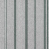 Green Striped Linen Curtain Fabric - Freja Sage - Natural base fabric.