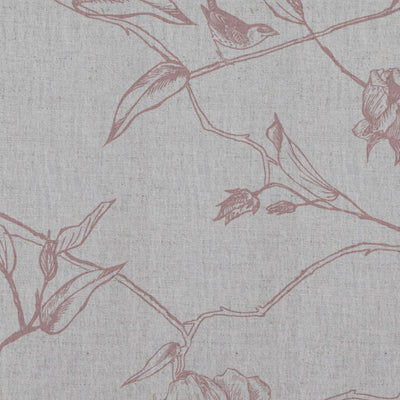 Pink Floral Linen Curtain Fabric - Gardenia Dusty Pink - Natural base fabric.