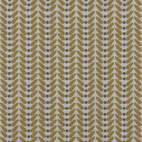 Yellow Patterned Linen Curtain Fabric - Hulda Gold Rod - Natural base fabric.