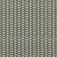 Green Patterned Linen Curtain Fabric - Hulda Khaki - Natural base fabric.