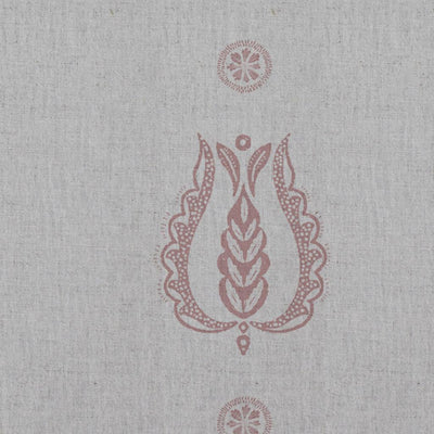 Pink Patterned Linen Curtain Fabric - Maya Dusty Pink - Natural base fabric.