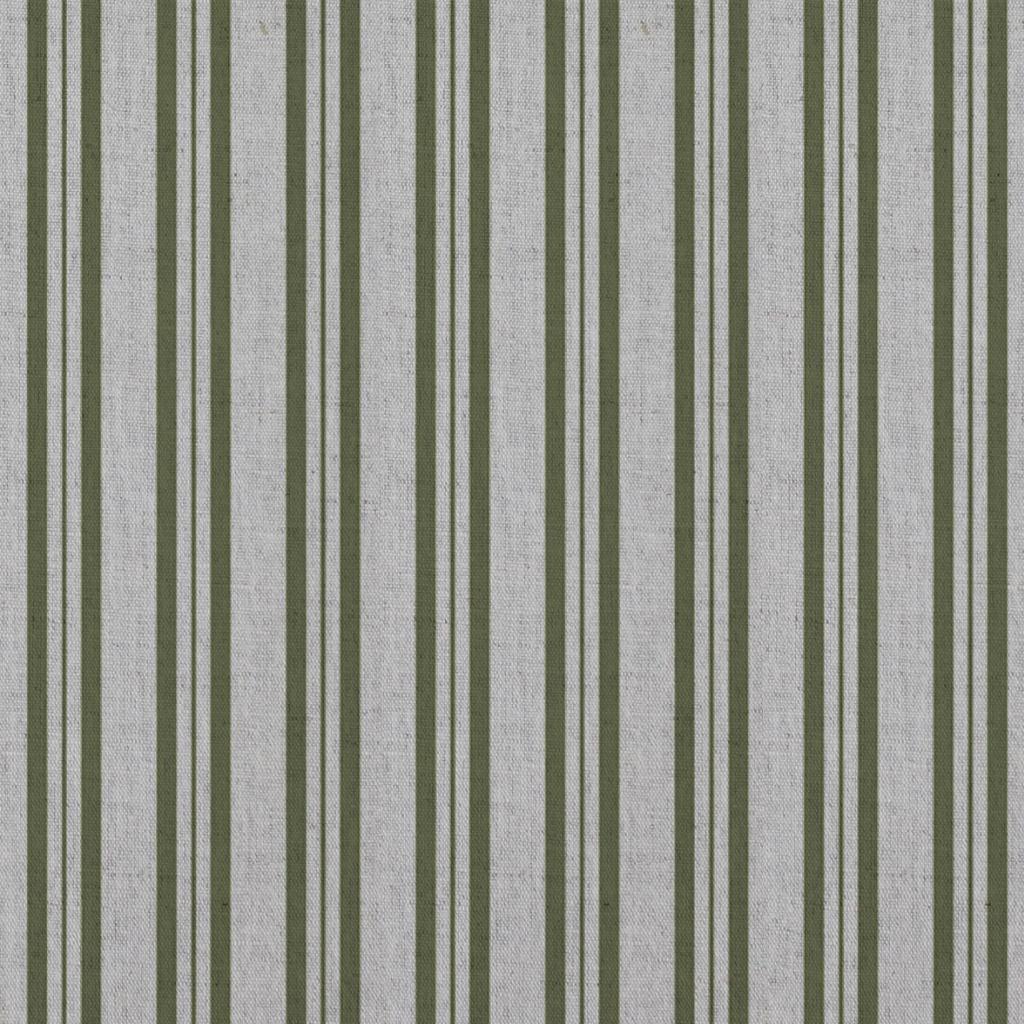 Green Striped Linen Curtain Fabric - Olga Khaki - Natural base fabric.