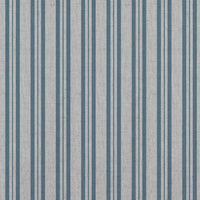 Blue Striped Linen Curtain Fabric - Olga True Blue - Natural base fabric.