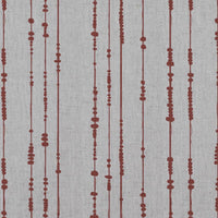 Red Patterned Linen Curtain Fabric - Pearls Crimson Red - Natural base fabric.