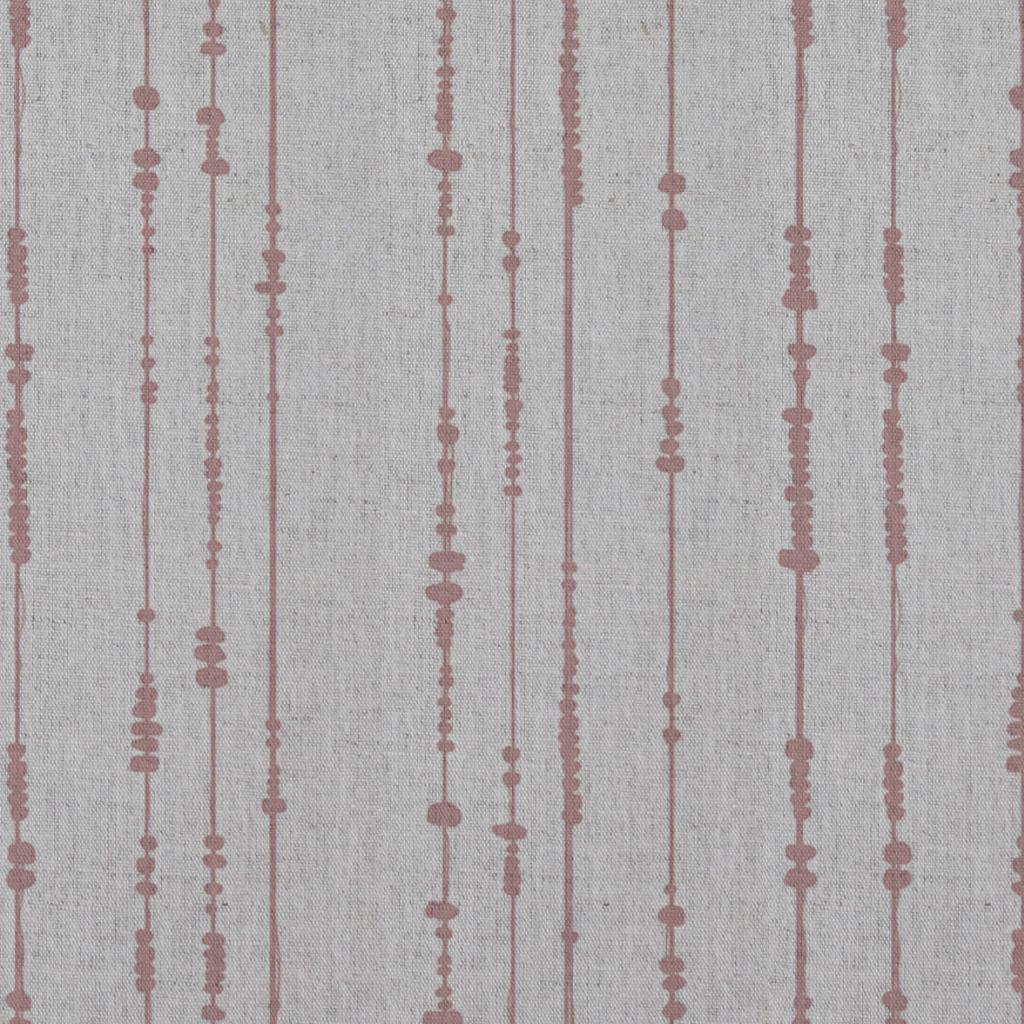 Pink Patterned Linen Curtain Fabric - Pearls Dusty Pink - Natural base fabric.