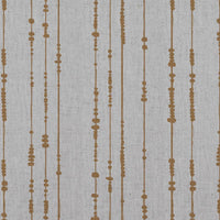 Orange / Yellow Patterned Linen Curtain Fabric - Pearls Gold Ochre - Natural base fabric.