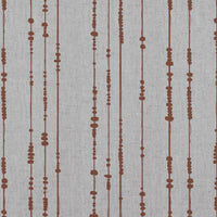 Orange Patterned Linen Curtain Fabric - Pearls Terracotta - Natural base fabric.