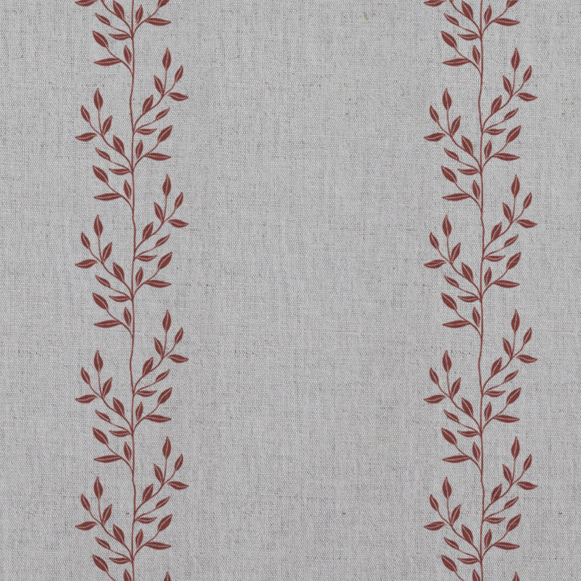 Shena Crimson Red - Natural fabric with botanical Red print