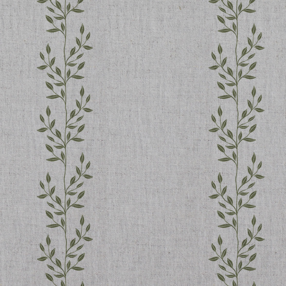 Shena Khaki - Natural fabric with botanical Green print