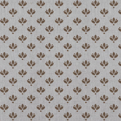 Brown Botanical Linen Curtain Fabric - Olgie Sand - Natural base fabric.