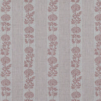 Pink Floral Stripe Linen Curtain Fabric - Skye Dusty Pink - Natural base fabric.
