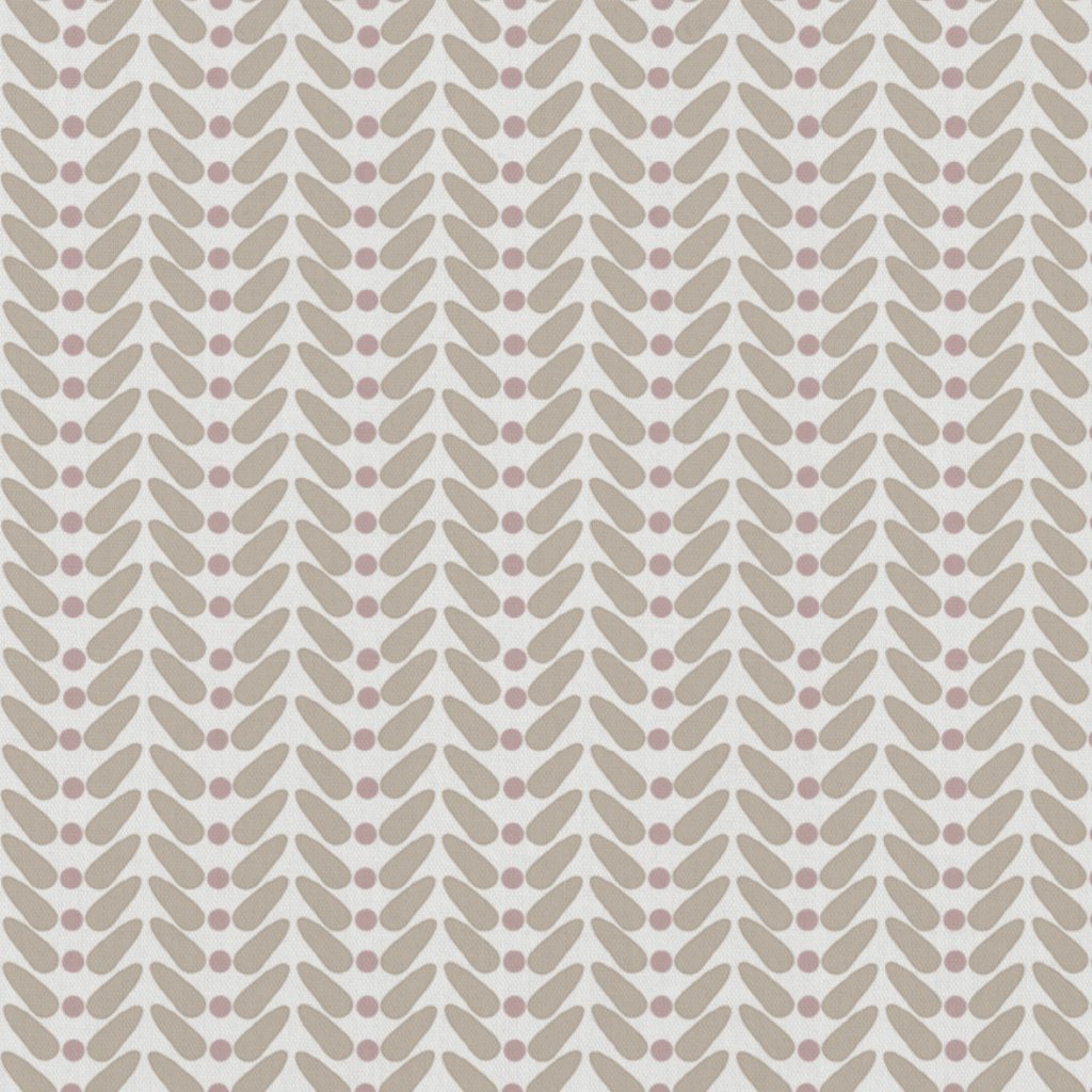 Hilda Peony - White curtain fabric printed with Taupe and Peony