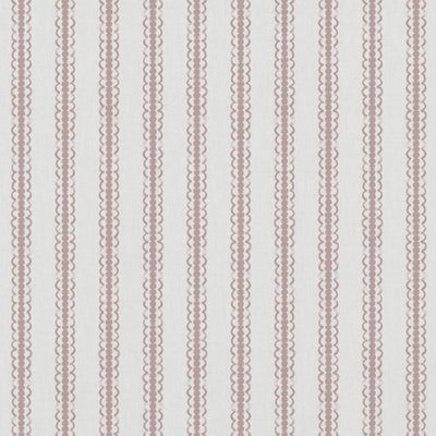 Pink Striped Linen Curtain Fabric - Kamillah Peony-WHT - White base fabric.