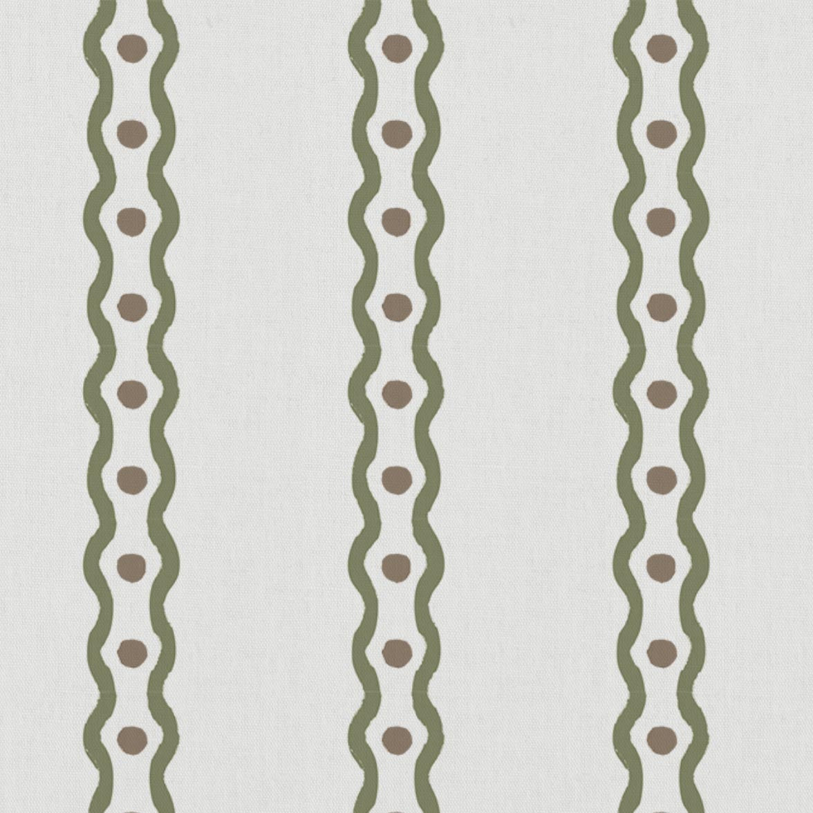 Green Abstract Striped Linen Curtain Fabric - Margarie Moss-WHT - White base fabric.