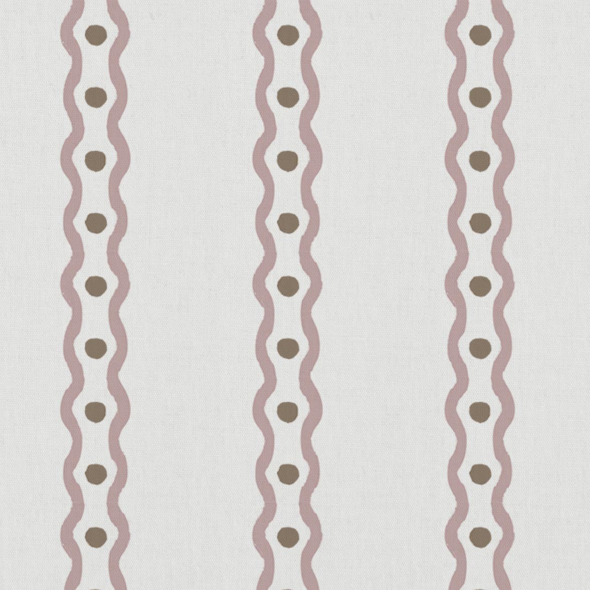 Pink Abstract Striped Linen Curtain Fabric - Margarie Peony-WHT - White base fabric.