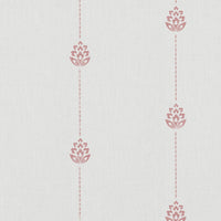 Pink Patterned Stripe Linen Curtain Fabric - Maybel Dusty Pink - WHT - White base fabric.
