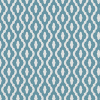 Oona Marine - White linen fabric, Blue abstract print