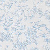 Marianne-INV True Blue- Curtain fabric with Light Blue botanical print