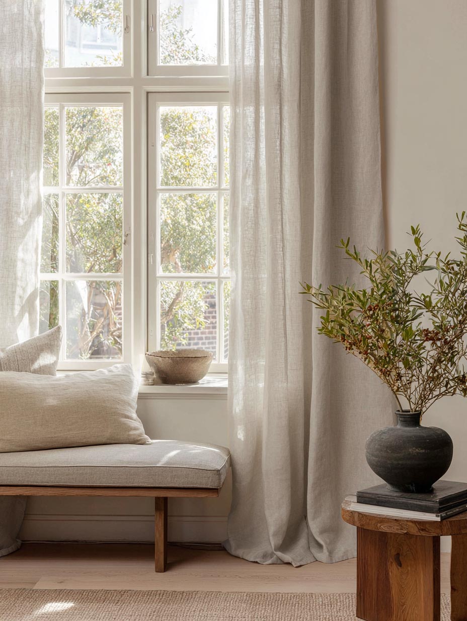 Sheer Linen Curtains - 100% linen voile fabric