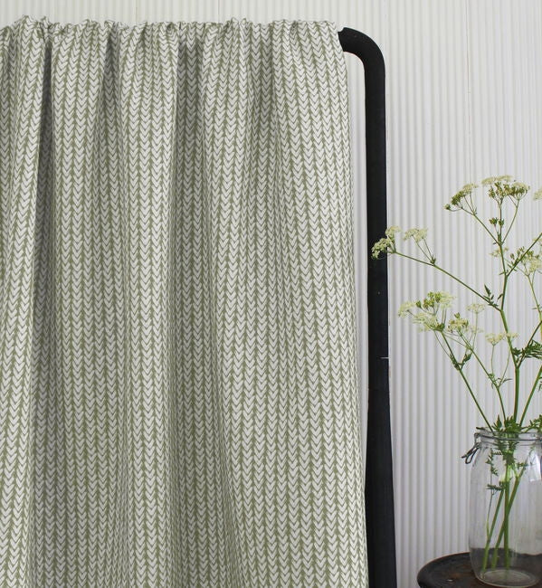 Fia Moss - Linen curtain fabric, abstract Green pattern