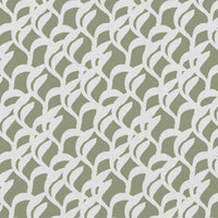 Edlyn Moss-WHT - White curtain fabric with Green abstract botanical print