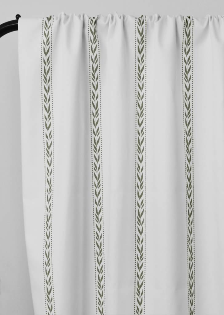 Helena Moss - curtain fabric with Green striped print