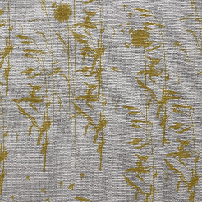 Breeze Mustard - Curtain fabric with Yellow botanical pattern