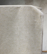 Pia Mustard - Curtain fabric, abstract Mustard Yellow leaf pattern