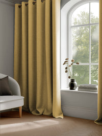 Dinah Mustard - Mustard Yellow pre-washed linen curtains with blackout lining