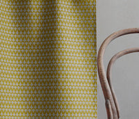 Siruna Mustard - Natural curtain fabric, Yellow contemporary print