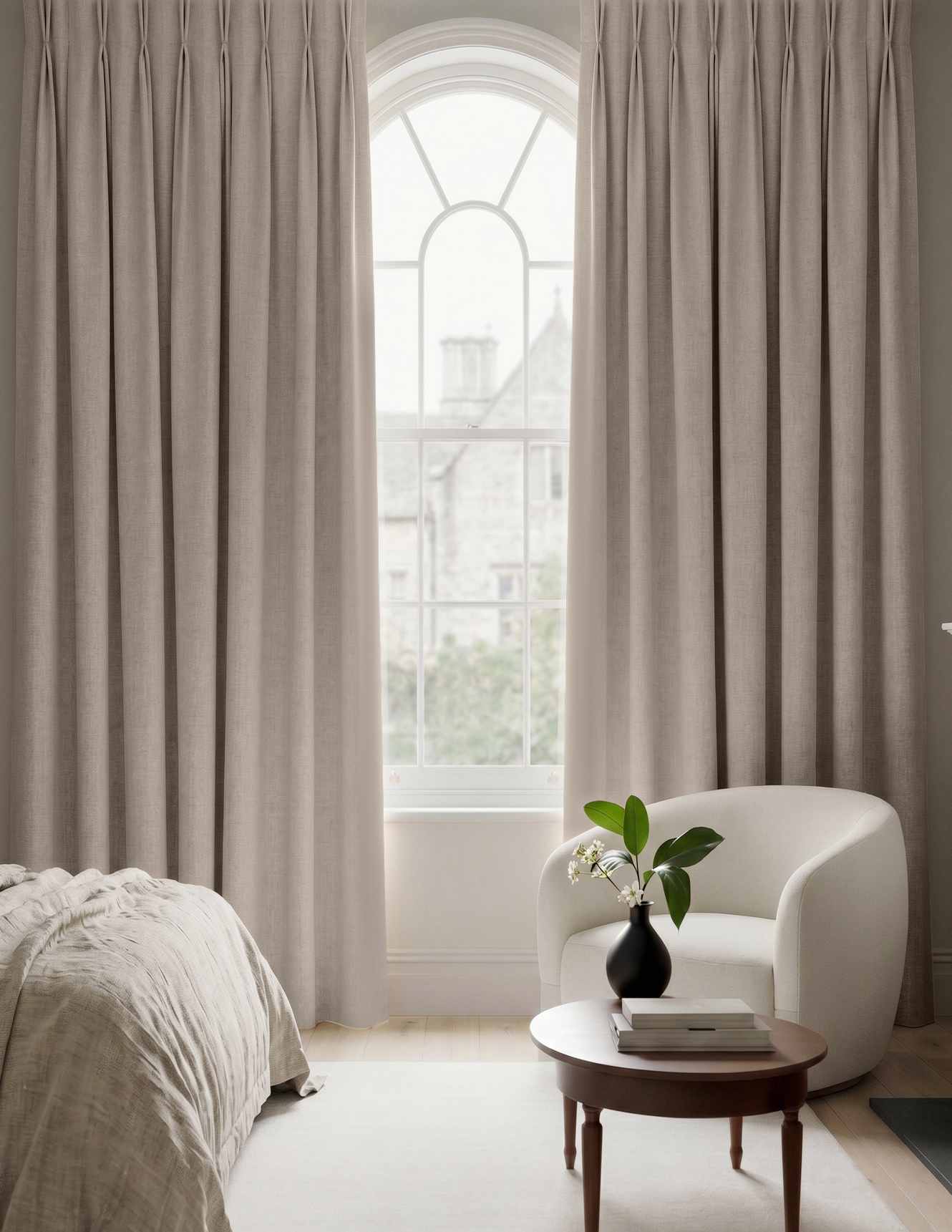 Natural Made to measure linen curtains - Blackout lined 100% linen Pleated heading. Greta Natural.