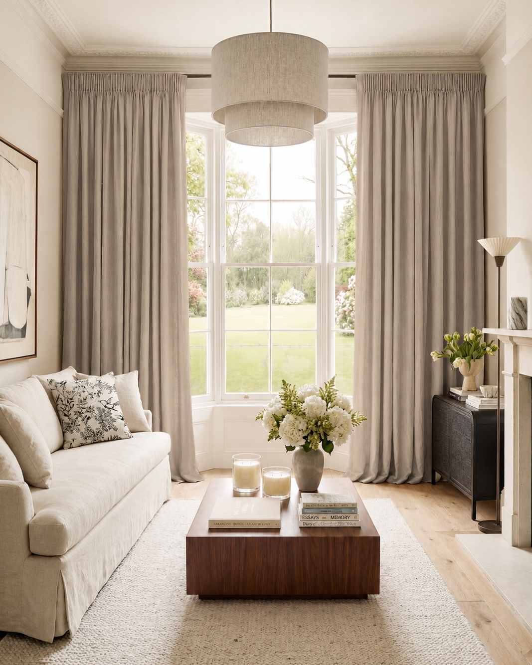 Natural Made to measure linen curtains for Living room and Bedroom. Blackout lined. Greta Natural.