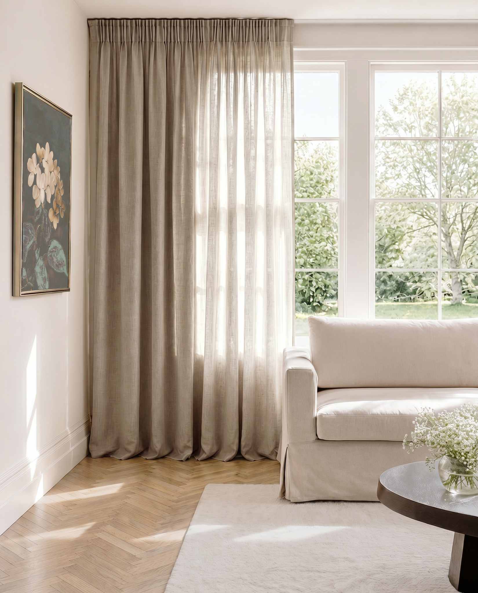Natural Pencil pleat curtains - 100% Linen. Linara Natural by Ada & Ina