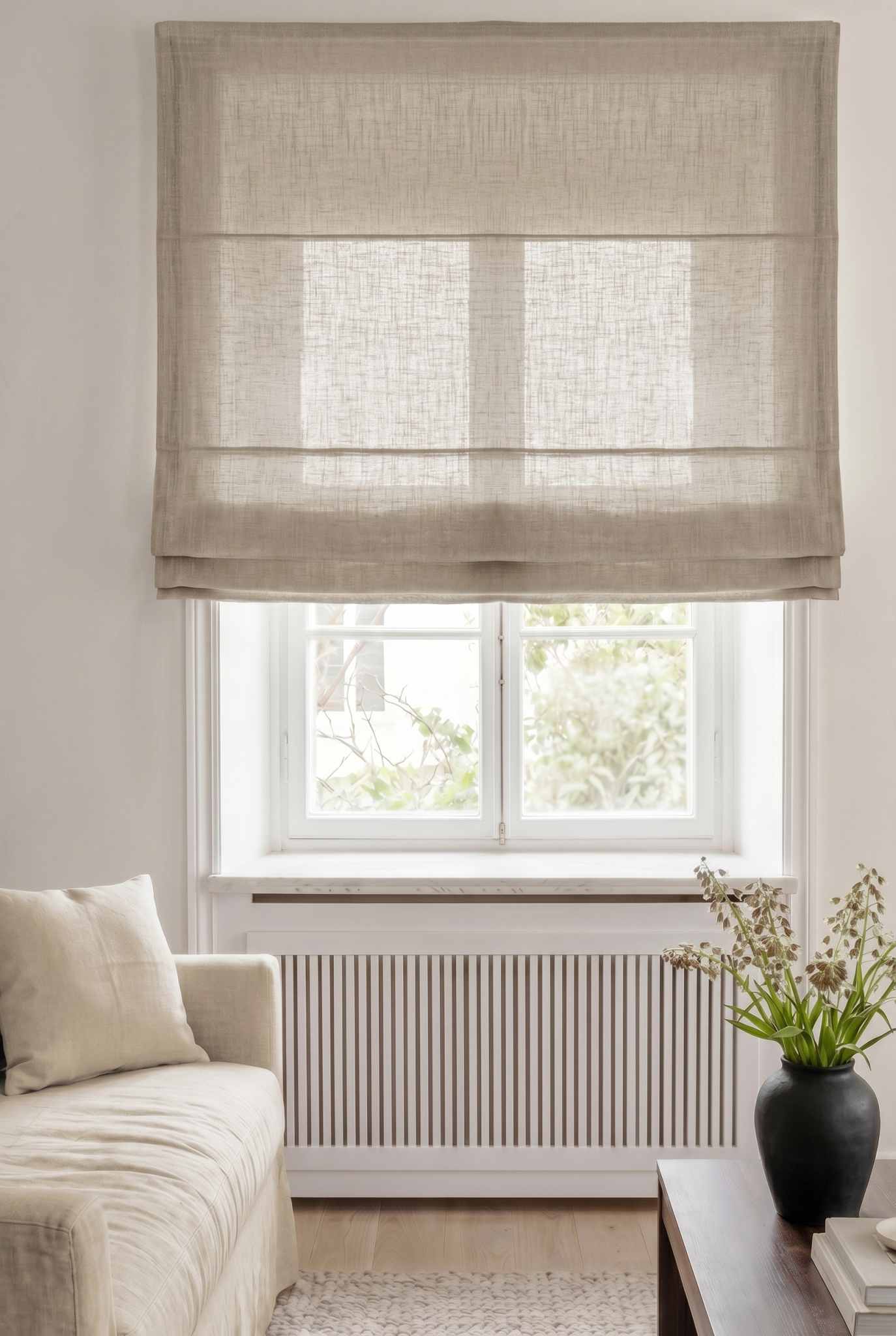 Natural Linen Roman blind. Linara Natural by Ada & Ina