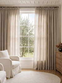 Natural Wide Linen Curtains. Made of double width 280 cm wide soft pure linen fabric Vilgot Natural by Ada & Ina