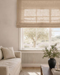 Neutral Cream Linen Roman blind. Mariana Smokey Cream by Ada & Ina