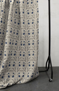 Dana Night Blue - Curtain fabric with dark blue / grey print