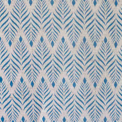 Sylvia Night Blue - Blue abstract print on Natural fabric