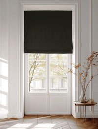 Amara Noir - Black 100% Cotton roman blind