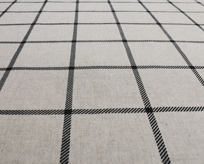 Tove Noir - Checked fabric with Black checks for curtains, roman blinds
