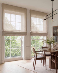 Oatmeal Linen Roman blinds. Made of 280 cm wide soft 100% Linen fabric Vanja Oatmeal by Ada & Ina