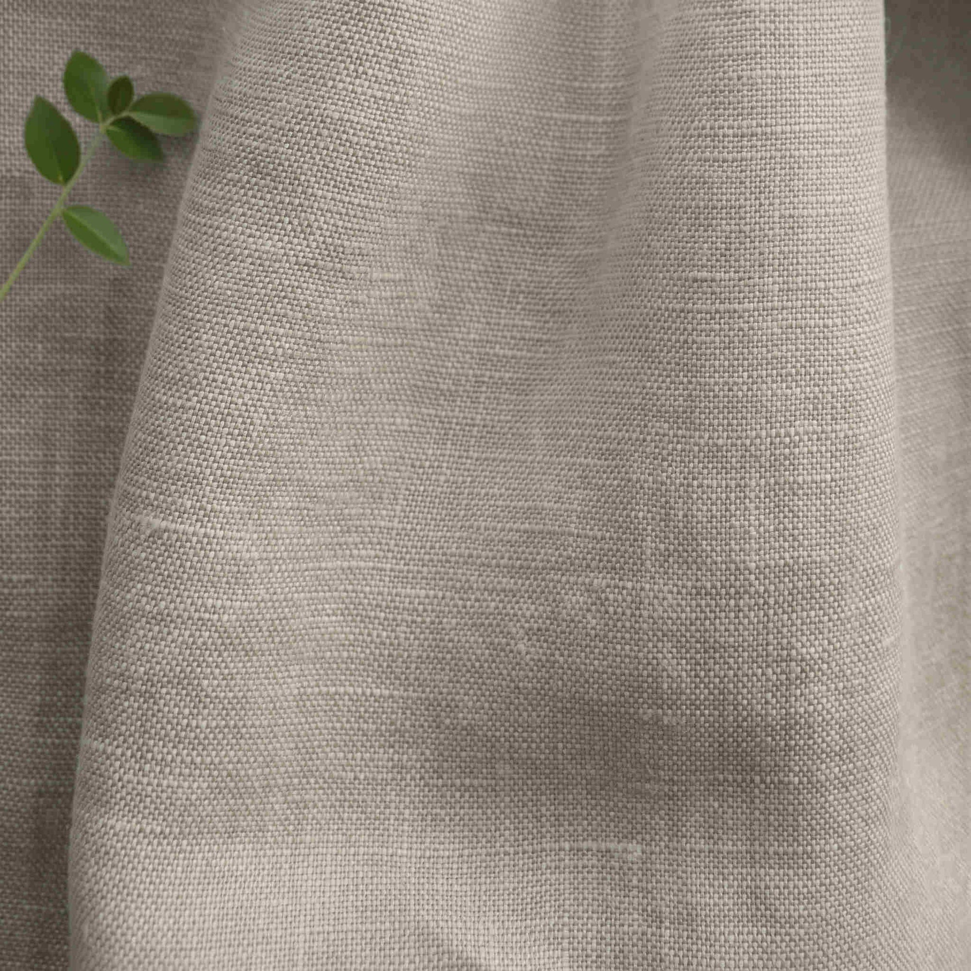 Oatmeal Linen Fabric - close-up. 100% Linen - Bea Oatmeal by Ada & Ina Fabrics