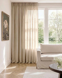 Oatmeal Pencil pleat curtains - 100% Linen. Linara Oatmeal by Ada & Ina