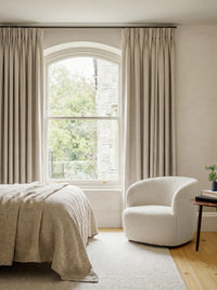 Oatmeal 100% Linen Triple Pleat curtains. Bea Oatmeal by Ada & Ina